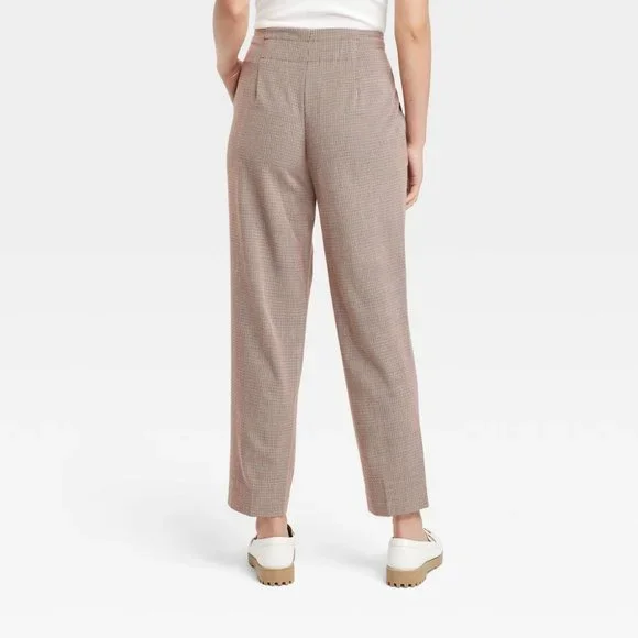 Women's High-Rise Relaxed Fit Tapered Ankle Trousers - A New Day Brown 4 - Picture 2 of 9